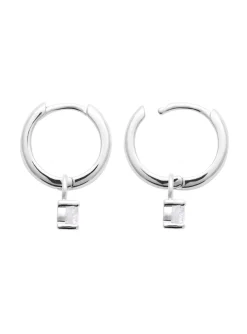 Boucles d'oreilles créoles Brillaxis pampille argent