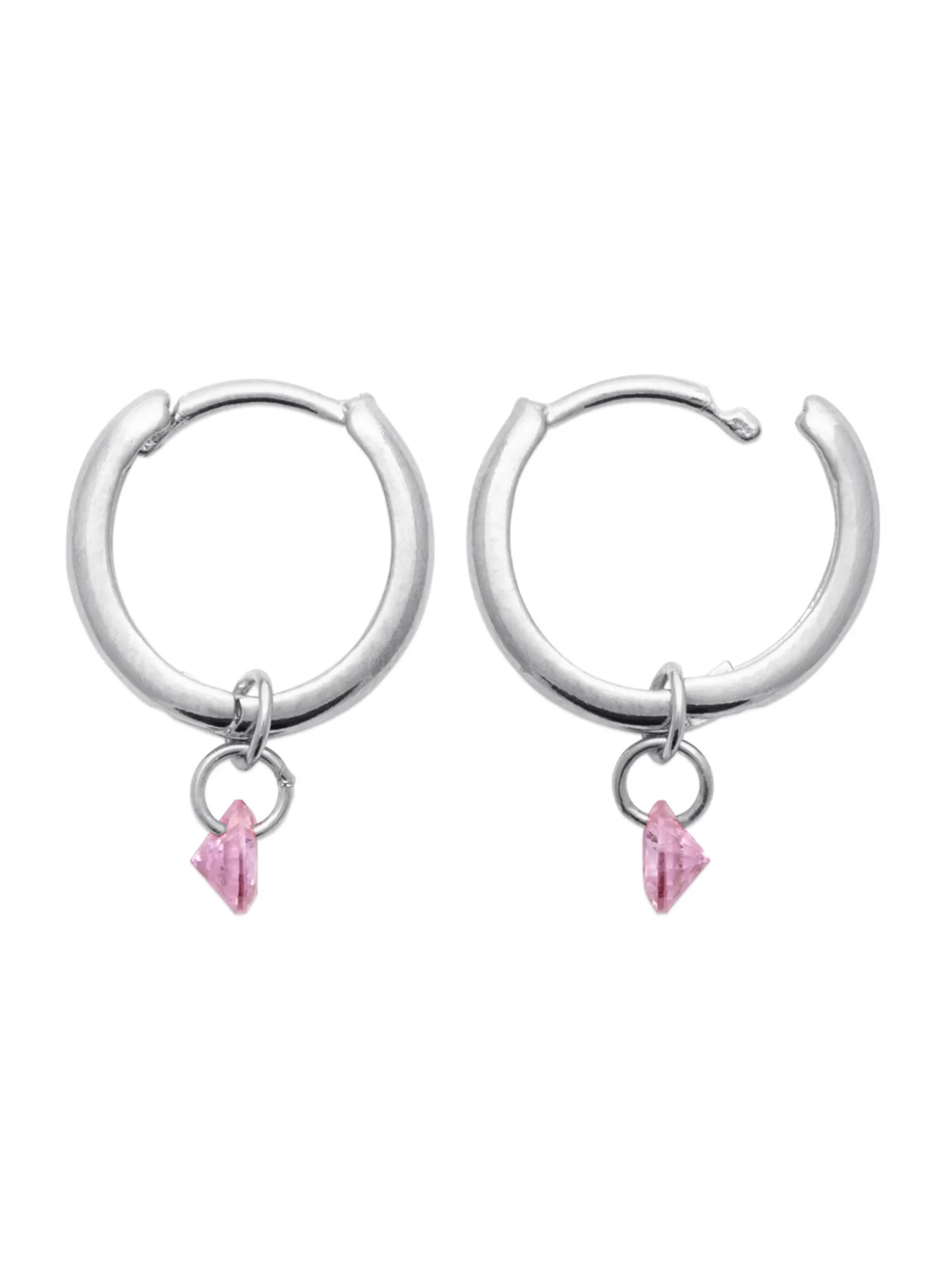 Boucles d'oreilles créoles Brillaxis pampille rose_x005f_x000D_argent