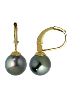 Boucles d'oreilles dormeuses or perles de Tahiti_x005f_x000D_8/9 mm