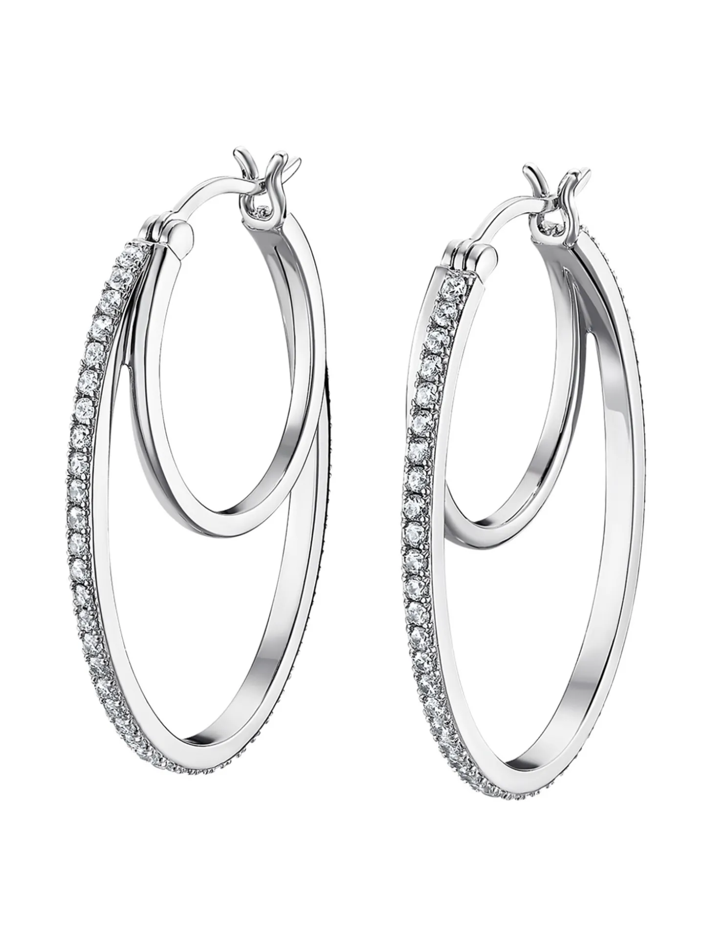 Boucles d'oreilles Double Créole Lotus Silver