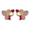 Boucles d'oreilles Fée coeur rose or 18 carats
