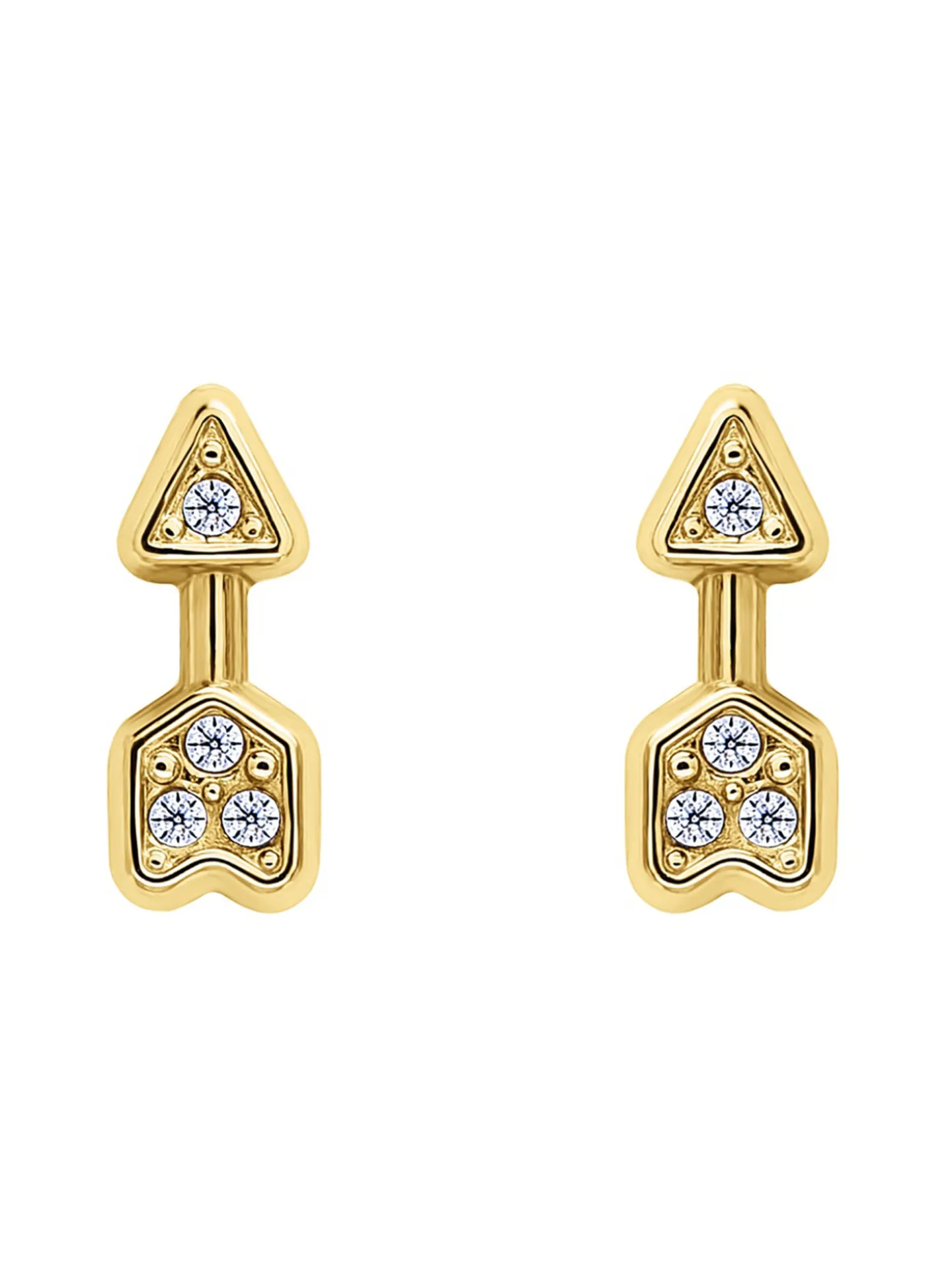 Boucles d'oreilles flèche or 18 carats oxydes