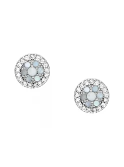 Boucles d'oreilles Fossil argent nacre oxydes