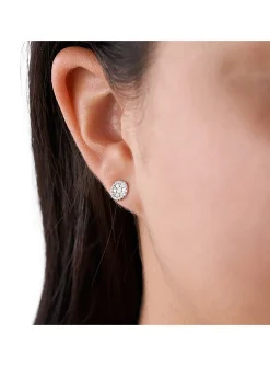 Boucles d'oreilles Fossil argent nacre oxydes