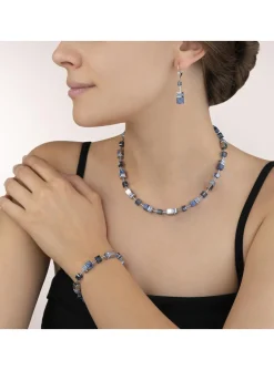 Boucles d'oreilles Geocube sodalite et hématite bleu