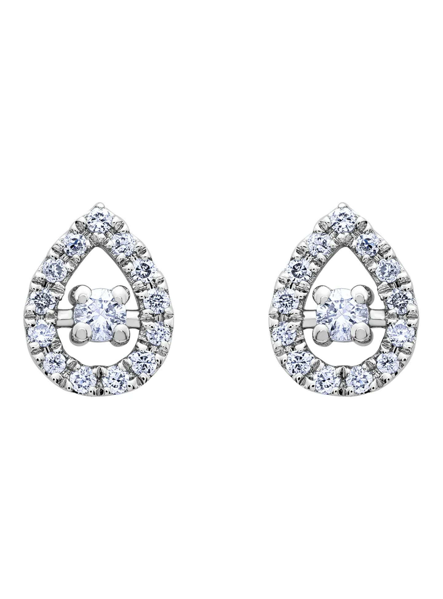 Boucles d'oreilles goutte or blanc diamants