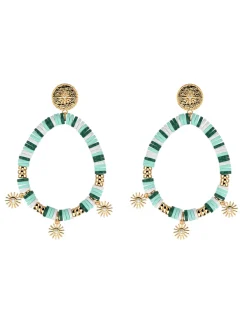 Boucles d'oreilles Les Cadettes Baya soleil_x005f_x000D_perles bleues/vertes
