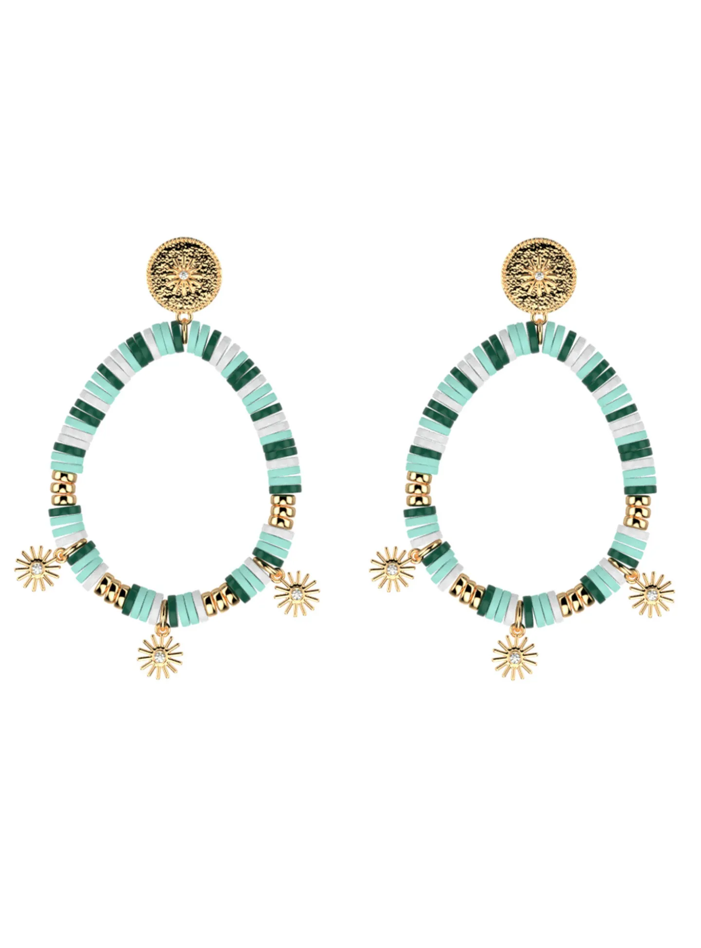 Boucles d'oreilles Les Cadettes Baya soleil_x005f_x000D_perles bleues/vertes