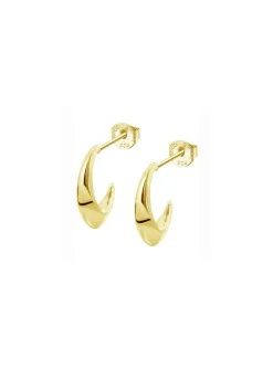 Boucles d'oreilles Lotus Silver demi-créoles dorées