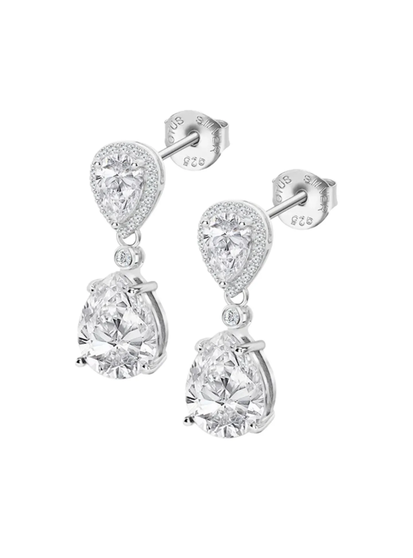 Boucles d'oreilles Lotus Silver poires blanches