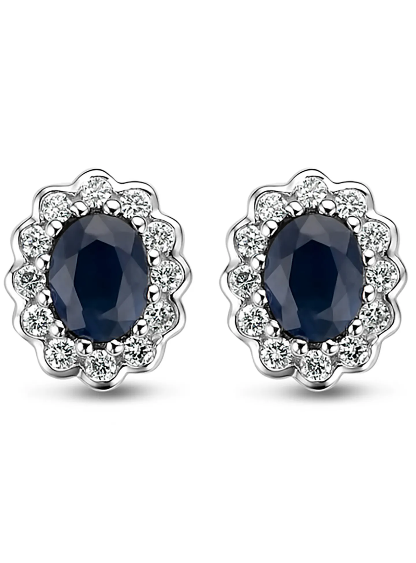 Boucles d'oreilles marguerite saphirs diamants or