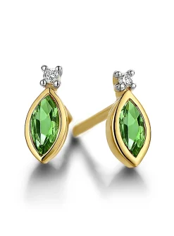 Boucles d'oreilles émeraudes diamants or jaune