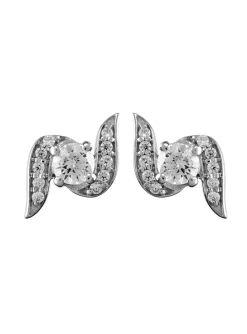 Boucles d'oreilles motif vague or blanc empierré