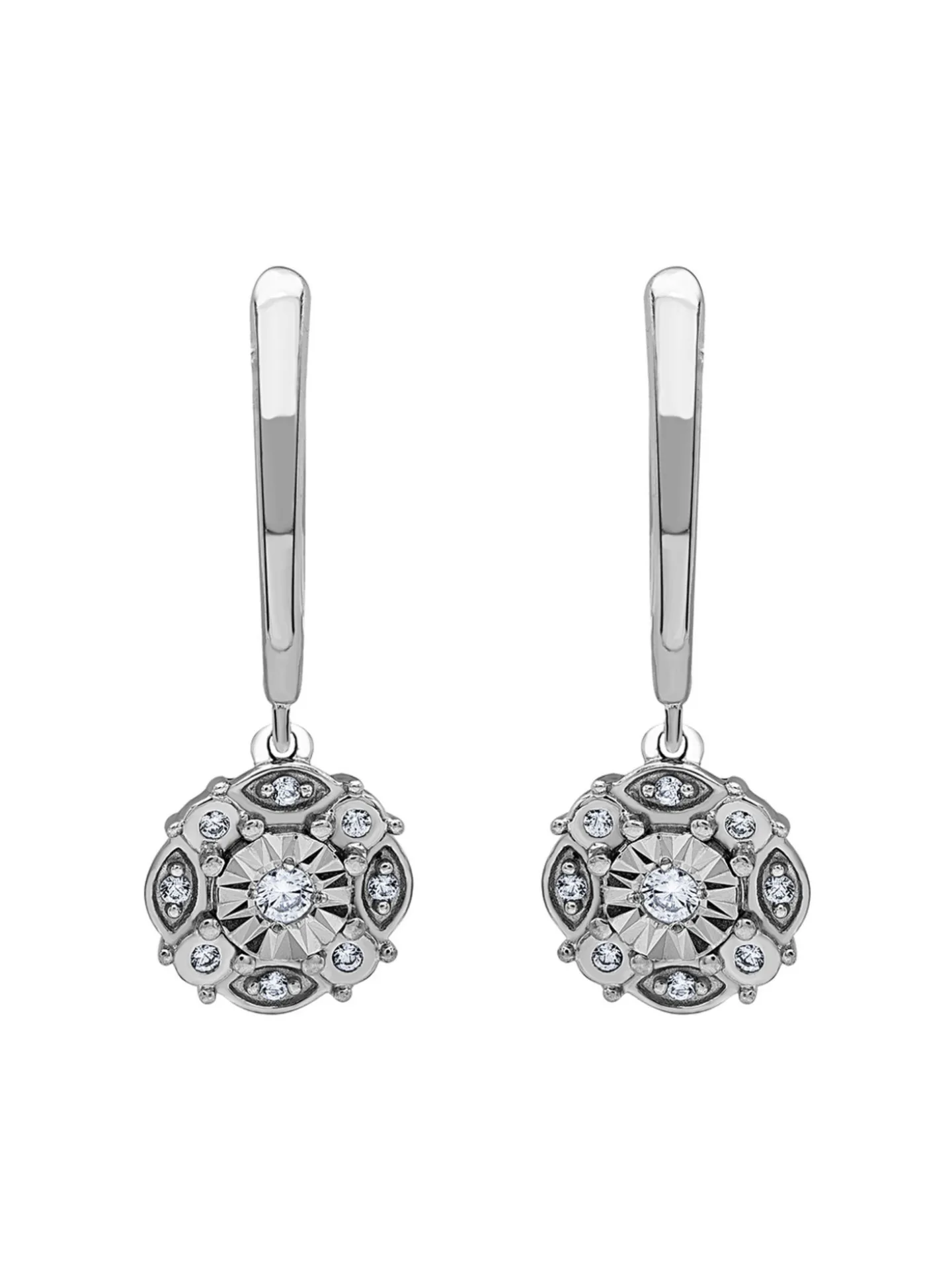 Boucles d'oreilles or blanc pampille diamants