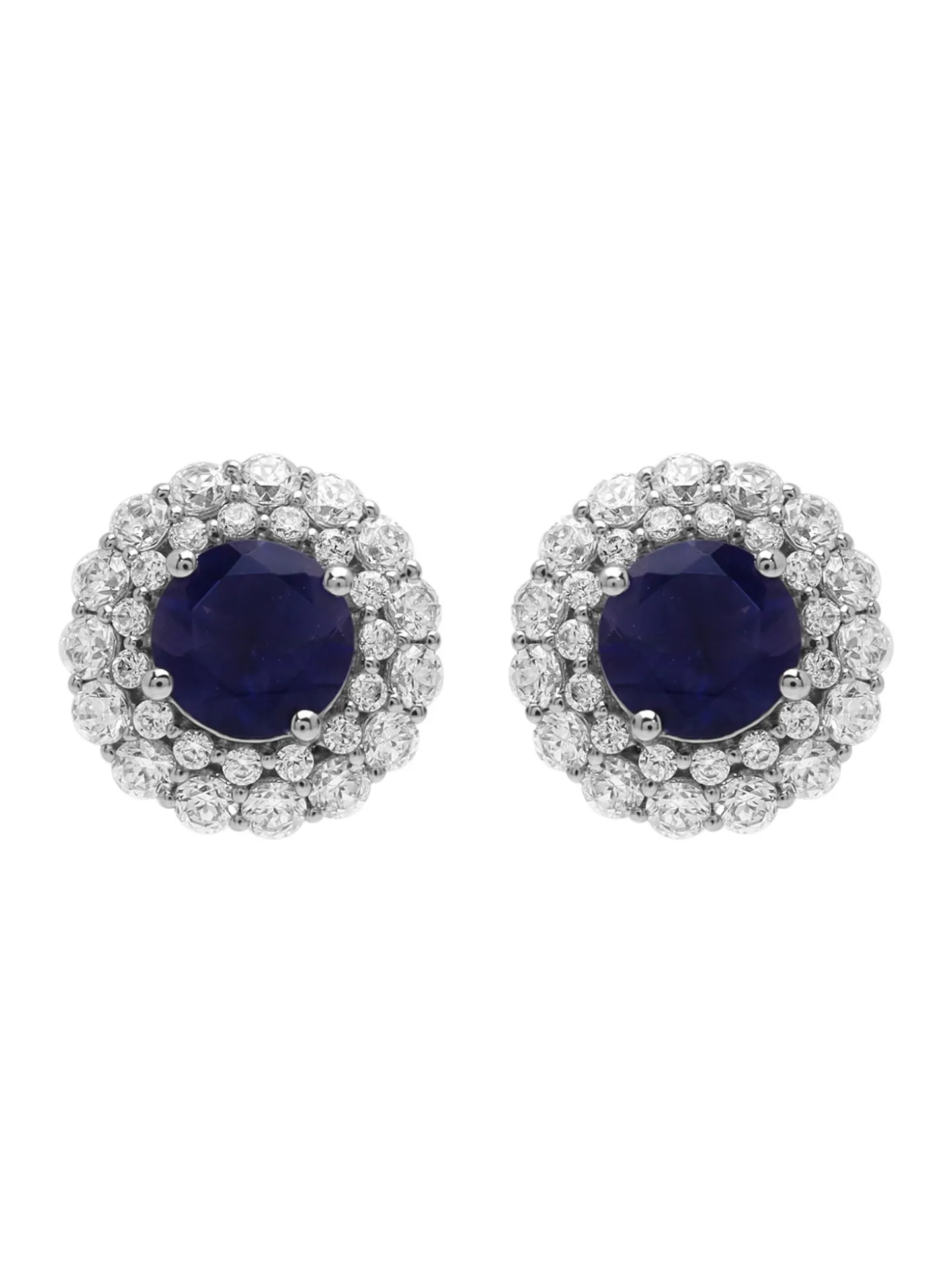 Boucles d'oreilles or blanc 18K iolite oxydes