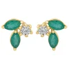 Boucles d'oreilles or jaune émeraude oxydes