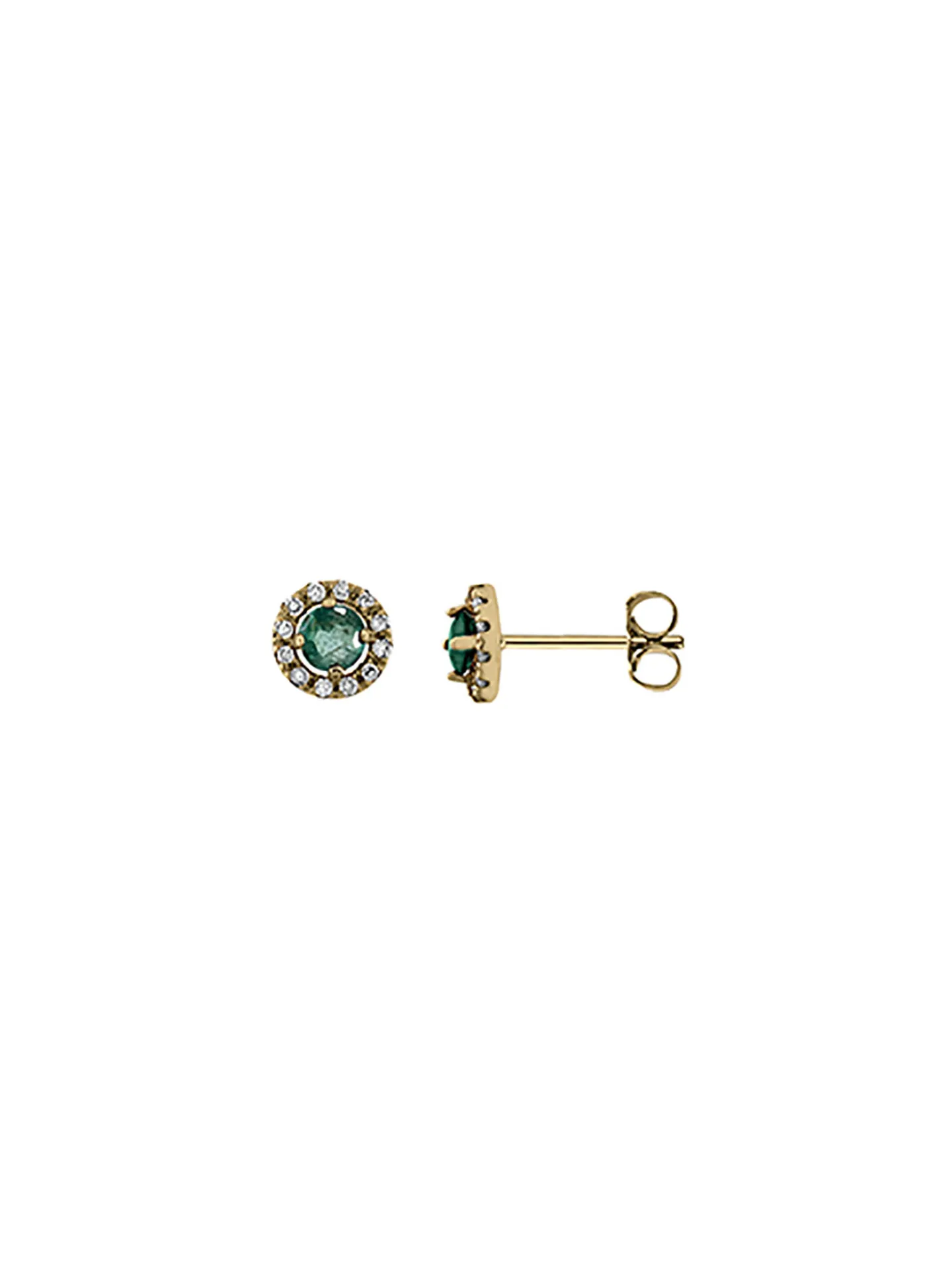 Boucles d'oreilles or jaune émeraude diamants