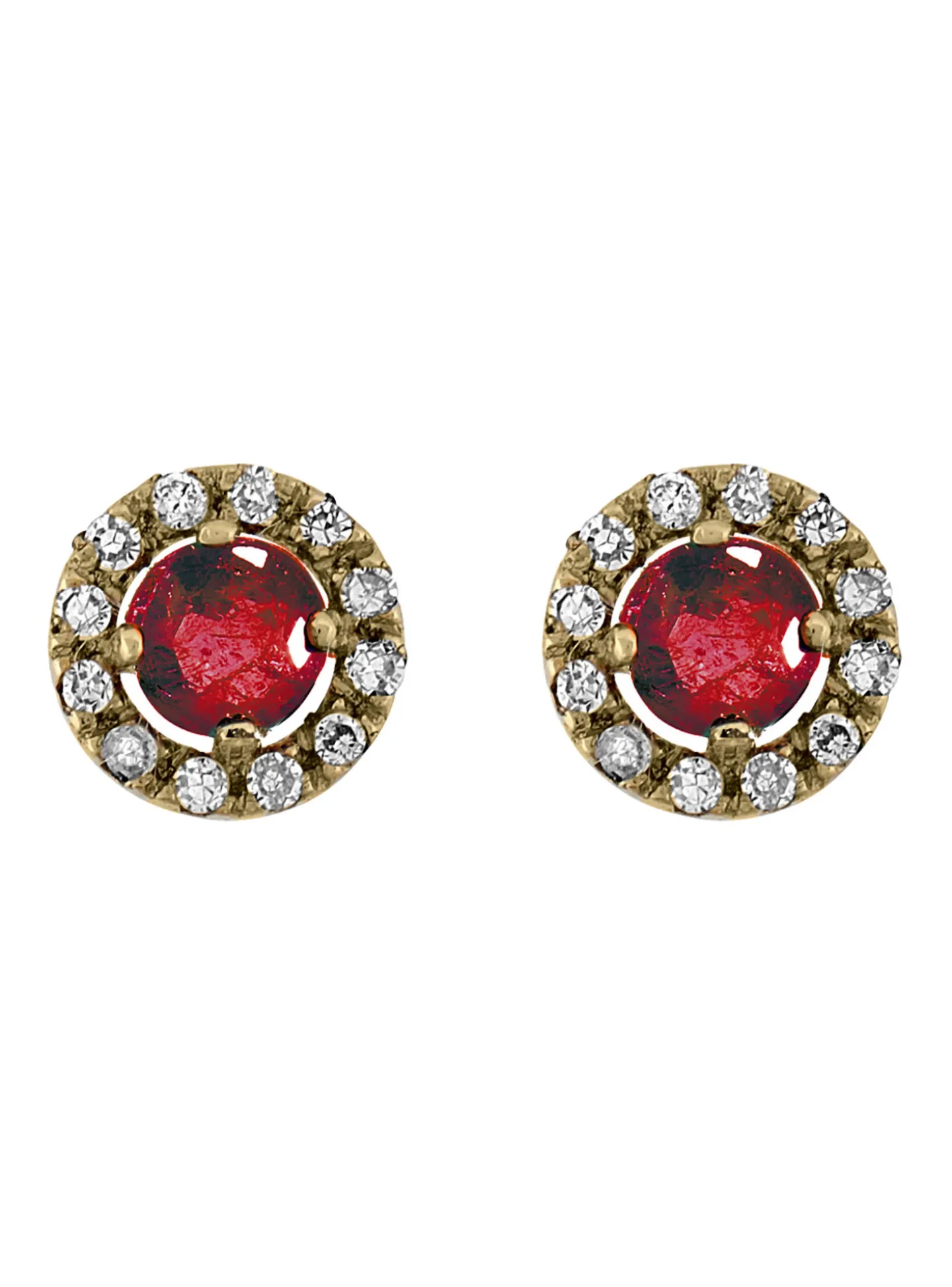 Boucles d'oreilles or jaune 18 carats rubis diamants