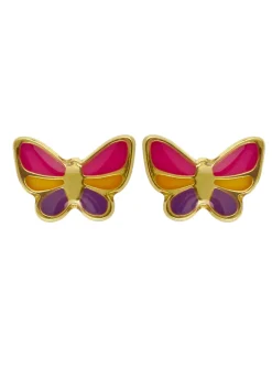 Boucles d'oreilles Papillon à vis laque multicolore