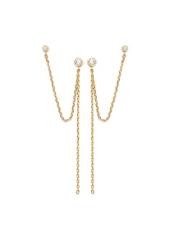 Boucles d'oreilles pendantes Brillaxis_x005f_x000D_plaqué or et oxyde de zirconium