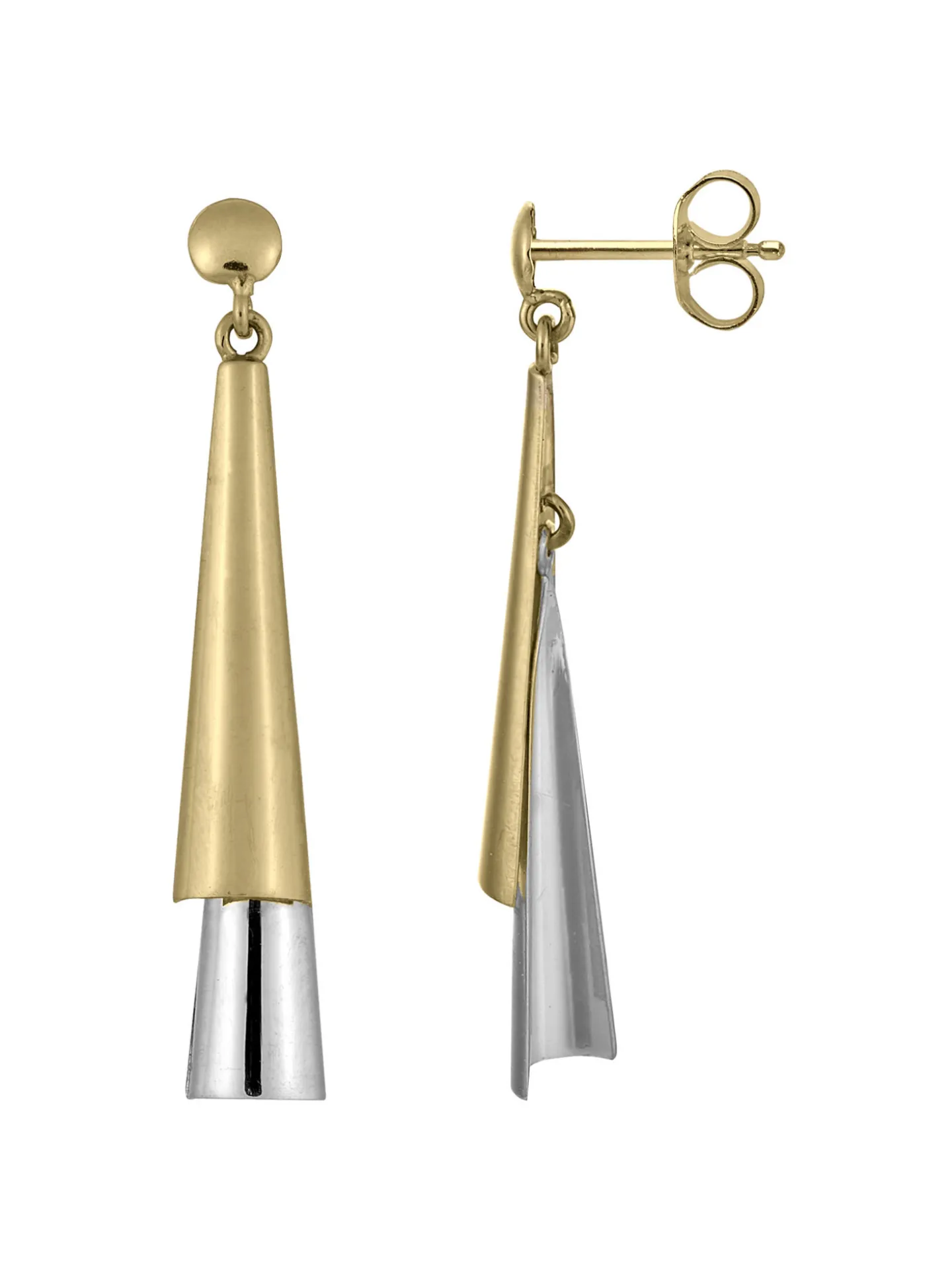 Boucles d'oreilles pendantes 2 ors en 9 carats