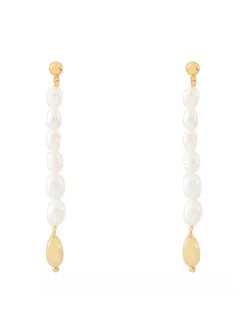 Boucles d'oreilles pendantes Agatha Perlé Doré