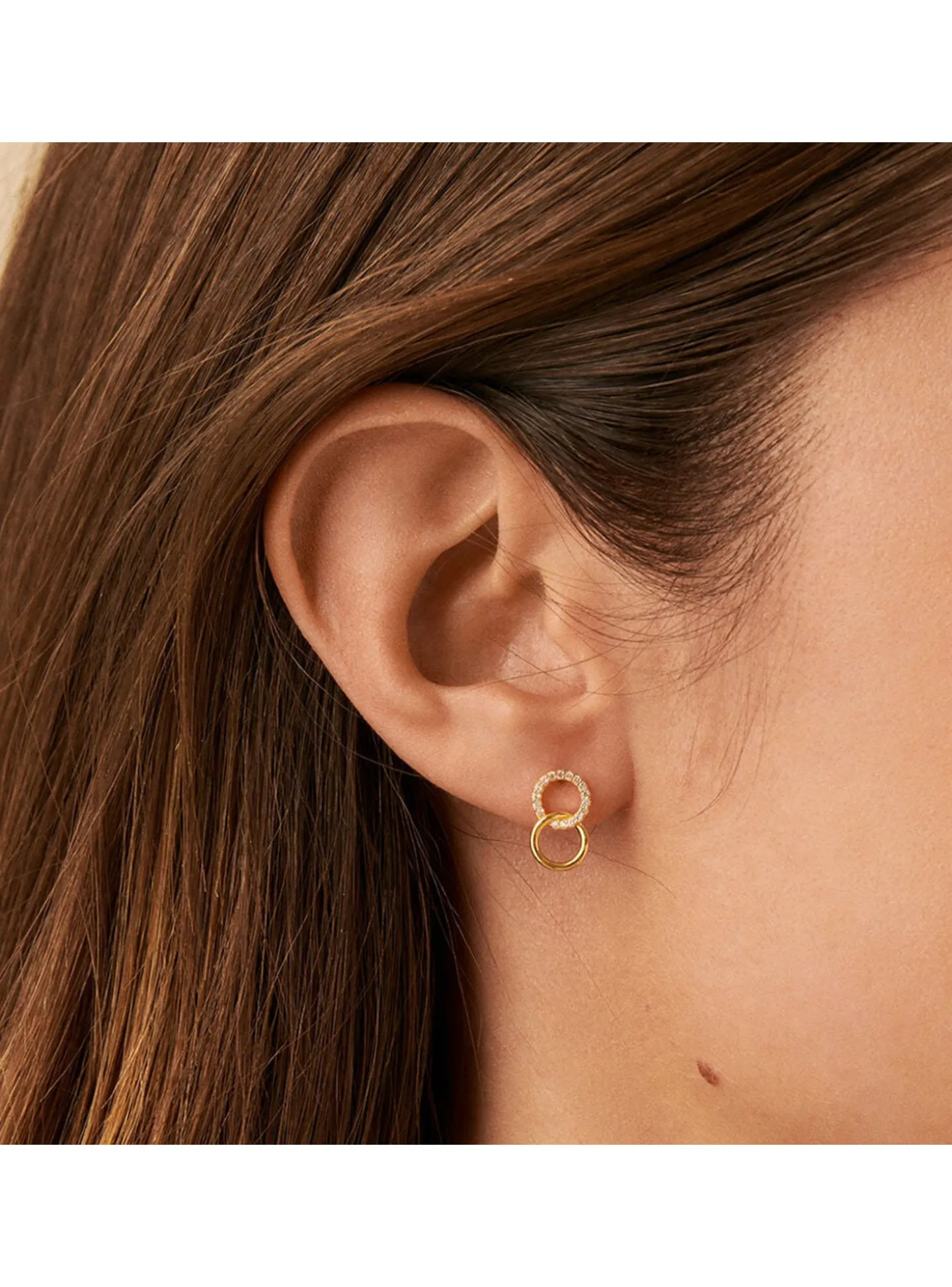 Boucles d'oreilles puces Agatha Rondou dorées oxydes