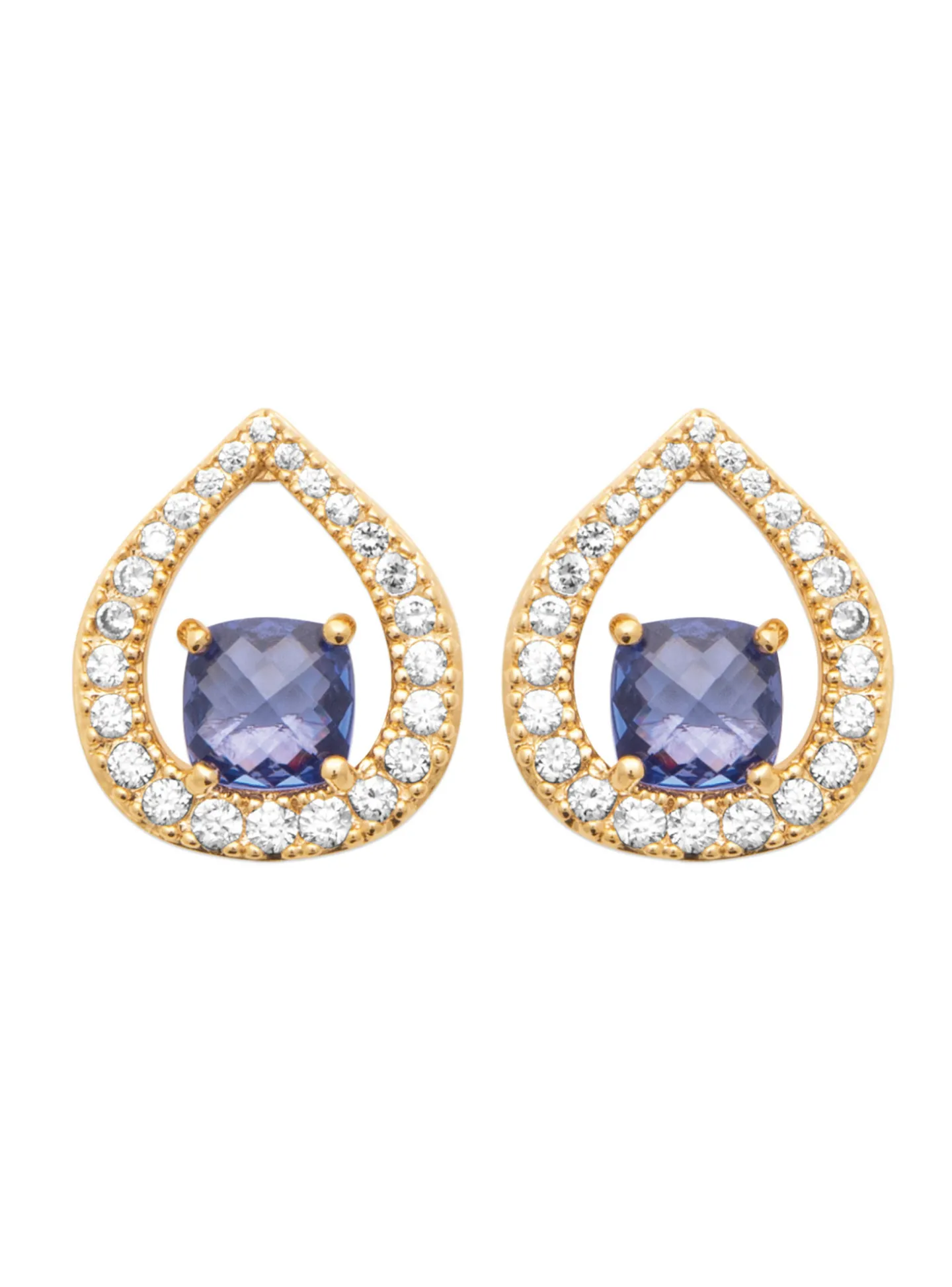 Boucles d'oreilles puces Brillaxis goutte dorée_x005f_x000D_oxyde bleu