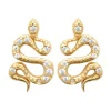 Boucles d'oreilles puces Brillaxis serpent plaqué or