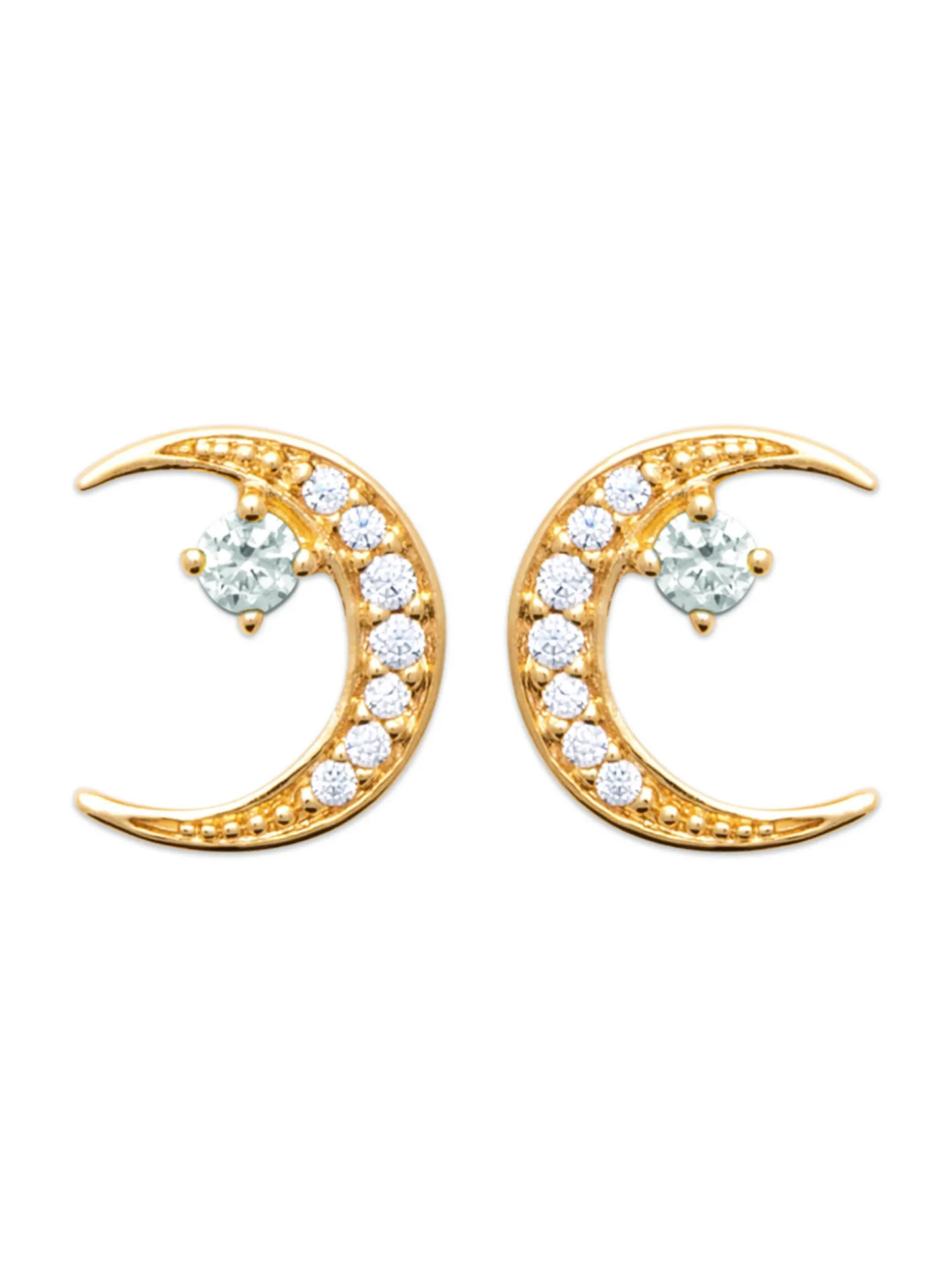 Boucles d'oreilles puces Brillaxis lune plaqué or