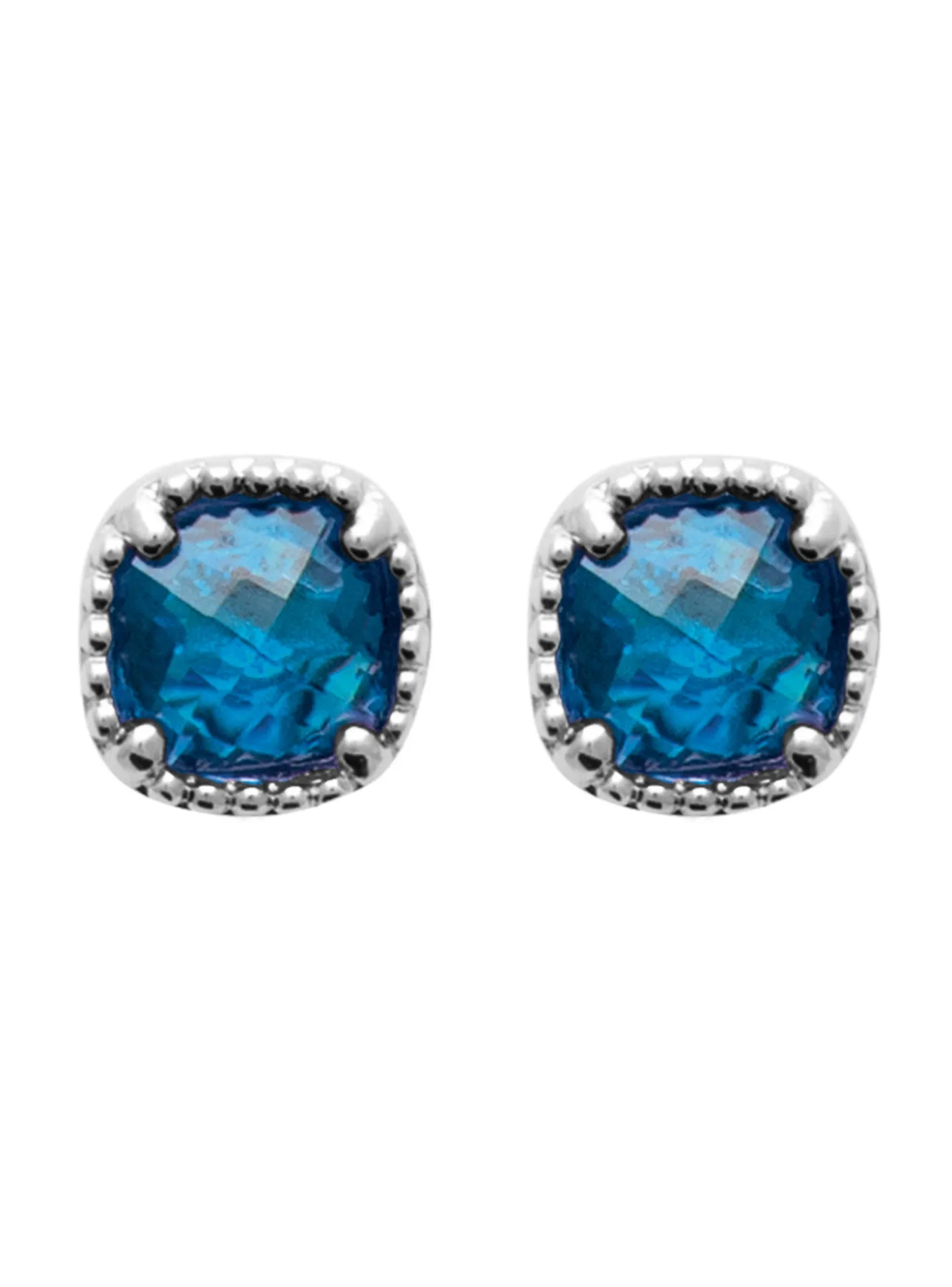 Boucles d'oreilles puces Brillaxis pierre bleue_x005f_x000D_argent