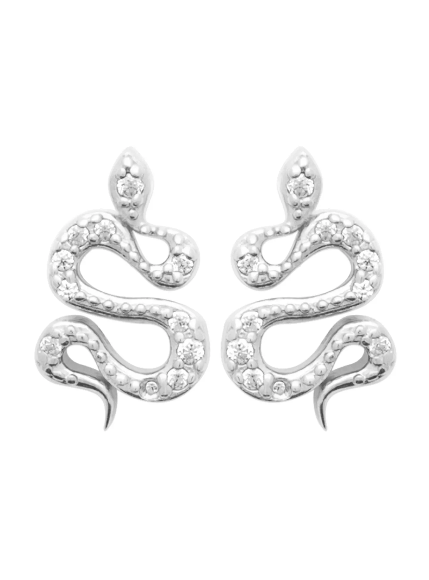 Boucles d'oreilles puces Brillaxis serpent argent
