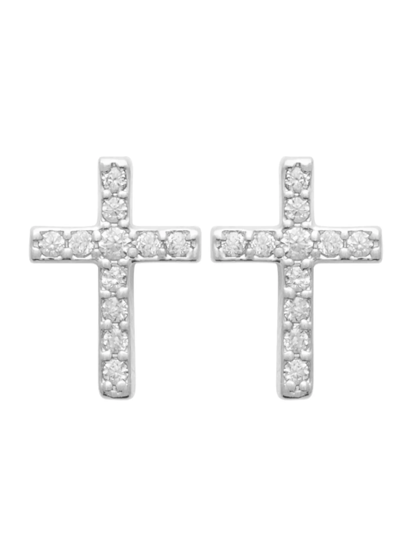 Boucles d'oreilles puces Brillaxis croix argent