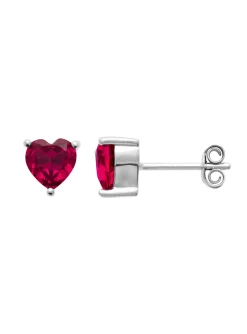 Boucles d'oreilles puces Brillaxis coeur argent
