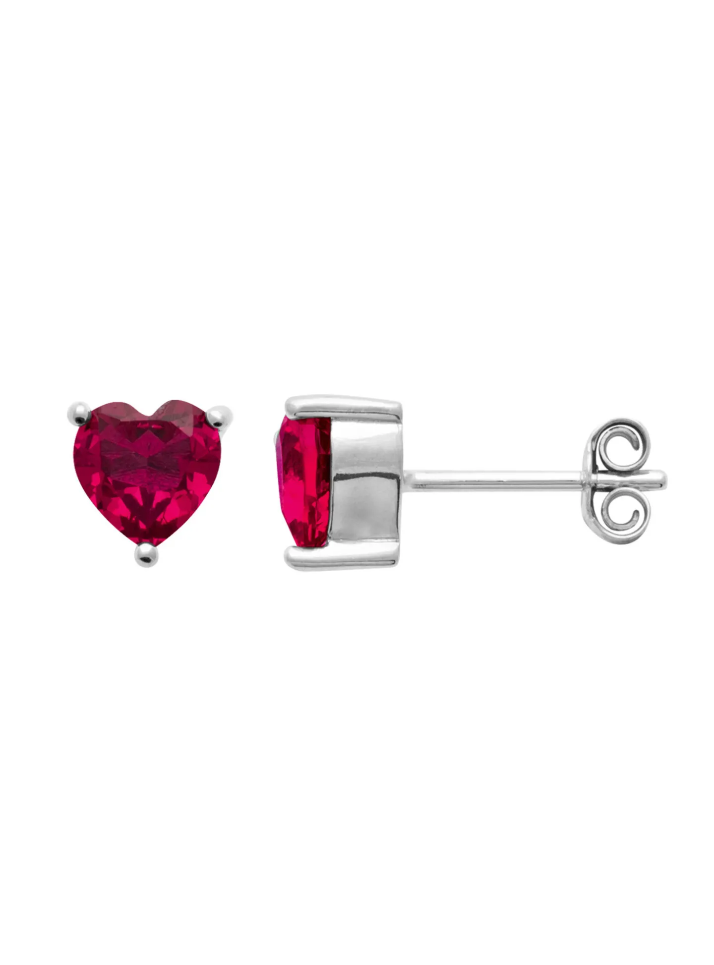 Boucles d'oreilles puces Brillaxis coeur argent