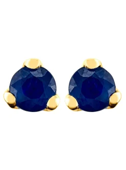 Boucles d'oreilles puces saphir or jaune 18 carats3 mm