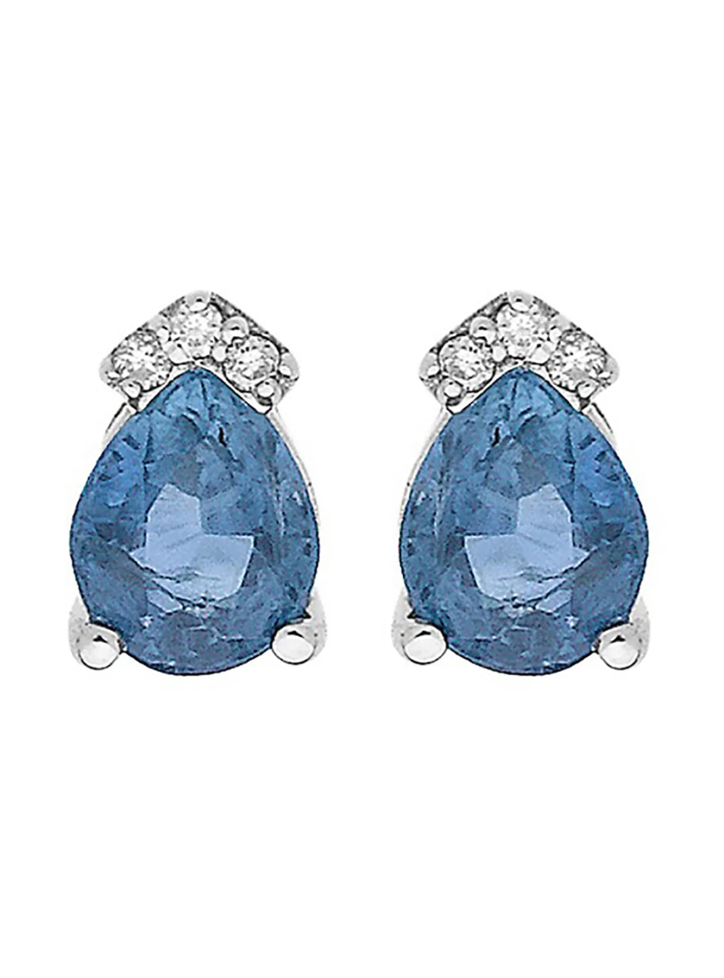 Boucles d'oreilles saphir poire diamants or blanc