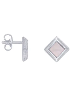 Boucles d'oreilles Saunier marqueterie argent