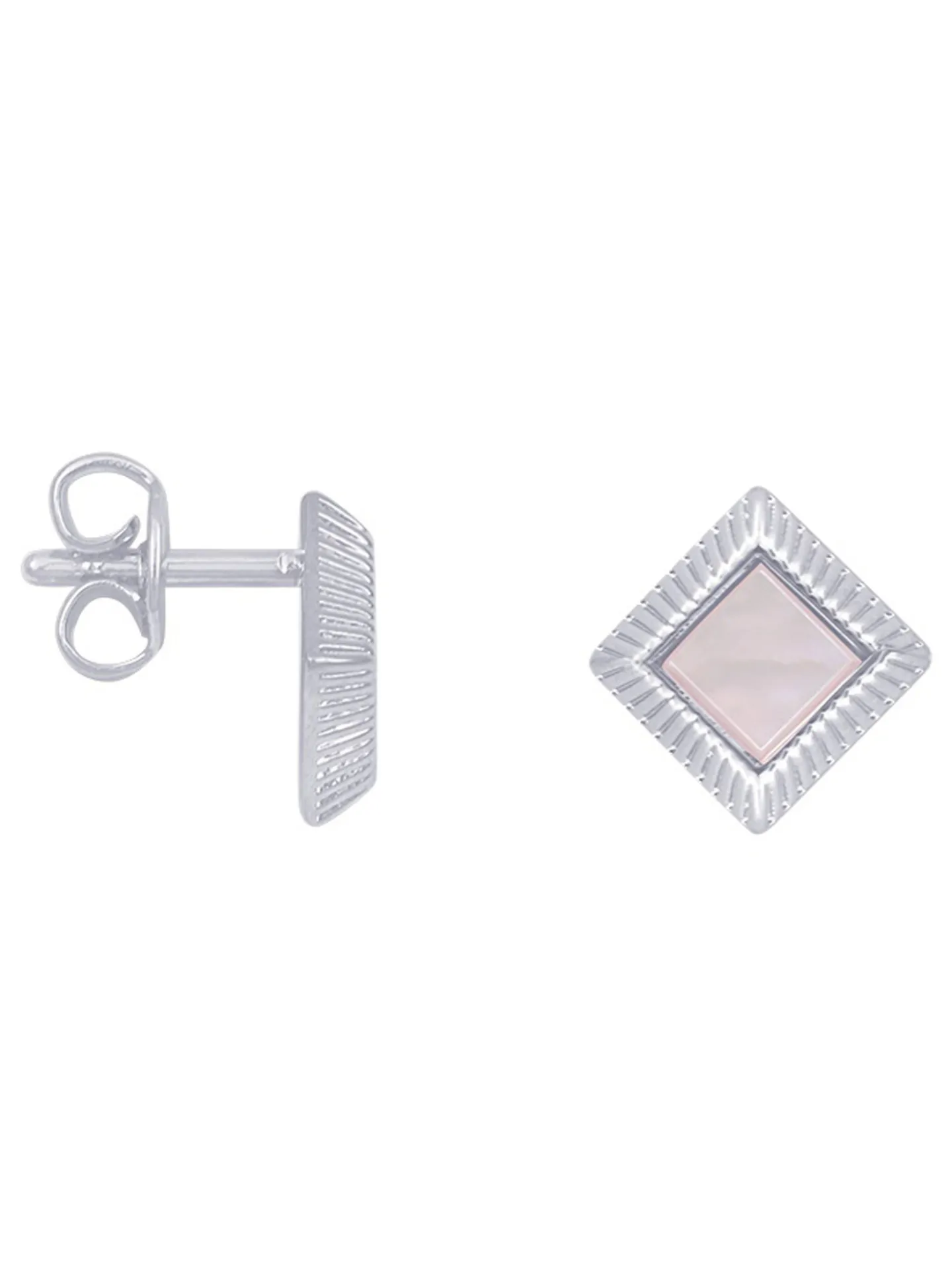 Boucles d'oreilles Saunier marqueterie argent