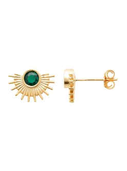 Boucles d'oreilles Soleil Brillaxis_x005f_x000D_Plaqué Or avec Oxydes de zirconium