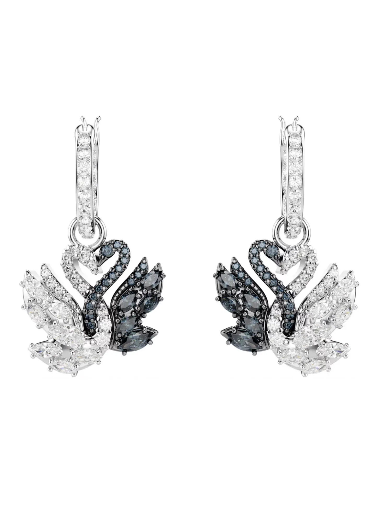 Boucles d'oreilles Swarovski Swan noir et blanc