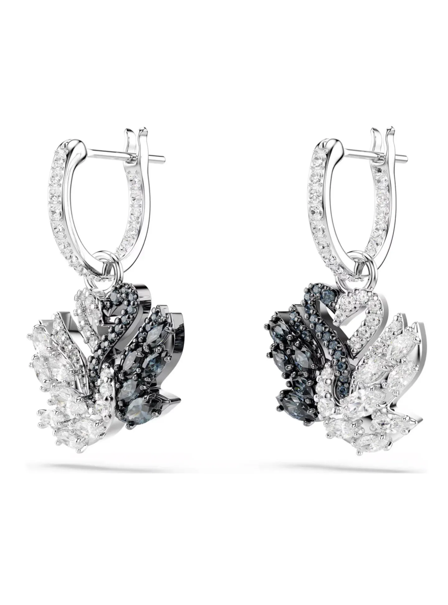 Boucles d'oreilles Swarovski Swan noir et blanc