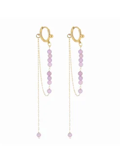 Boucles d'oreilles Zag bijoux acier doré améthystes