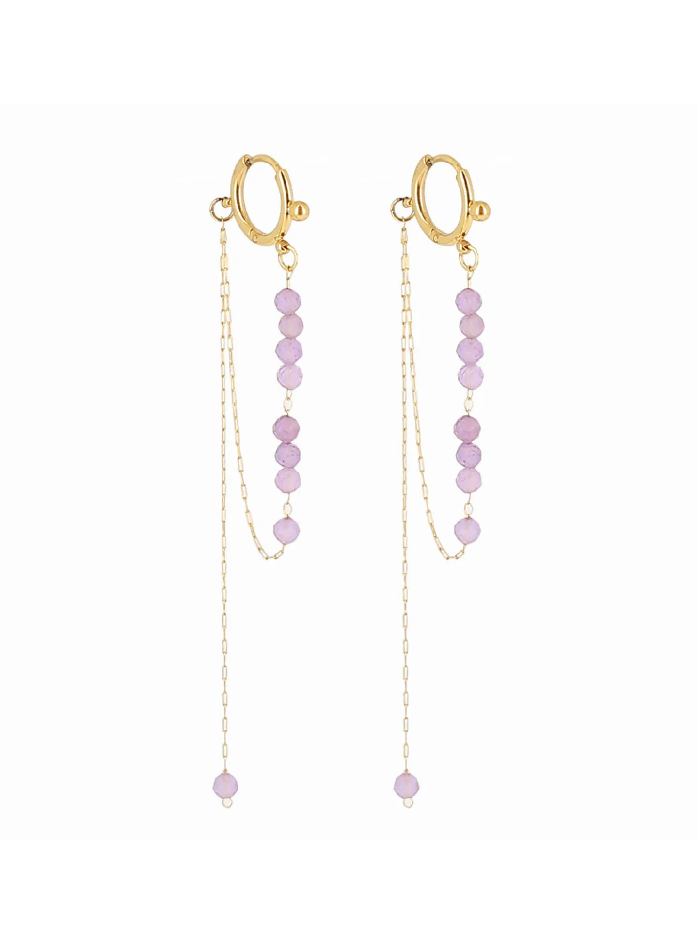 Boucles d'oreilles Zag bijoux acier doré améthystes