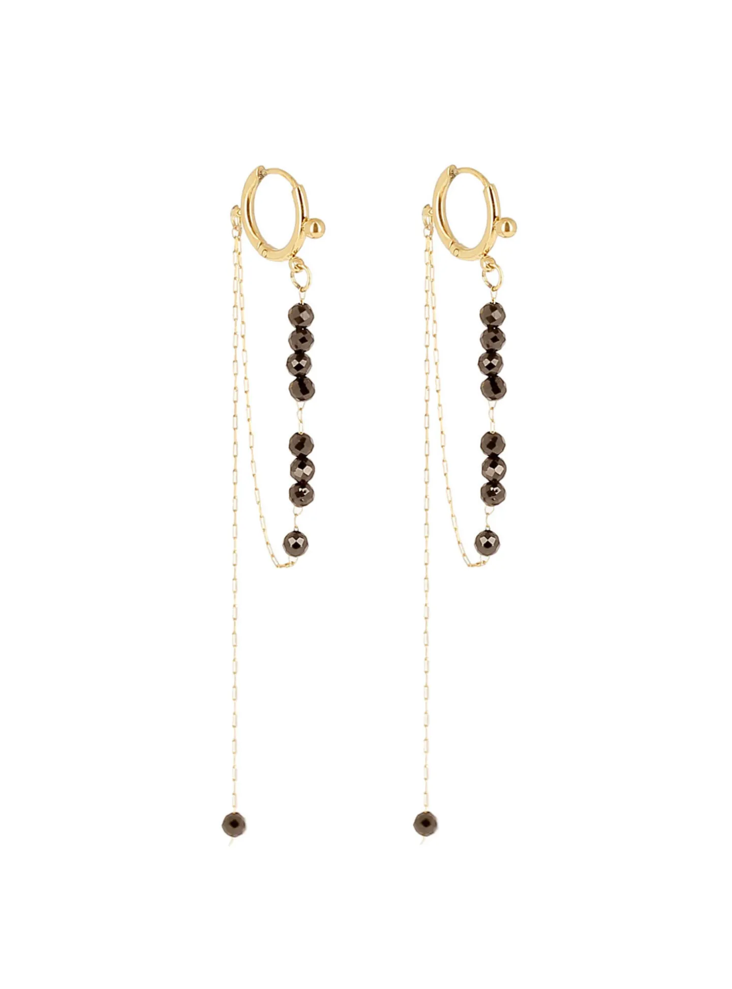 Boucles d'oreilles Zag Bijoux acier doré_x005f_x000D_perles noires