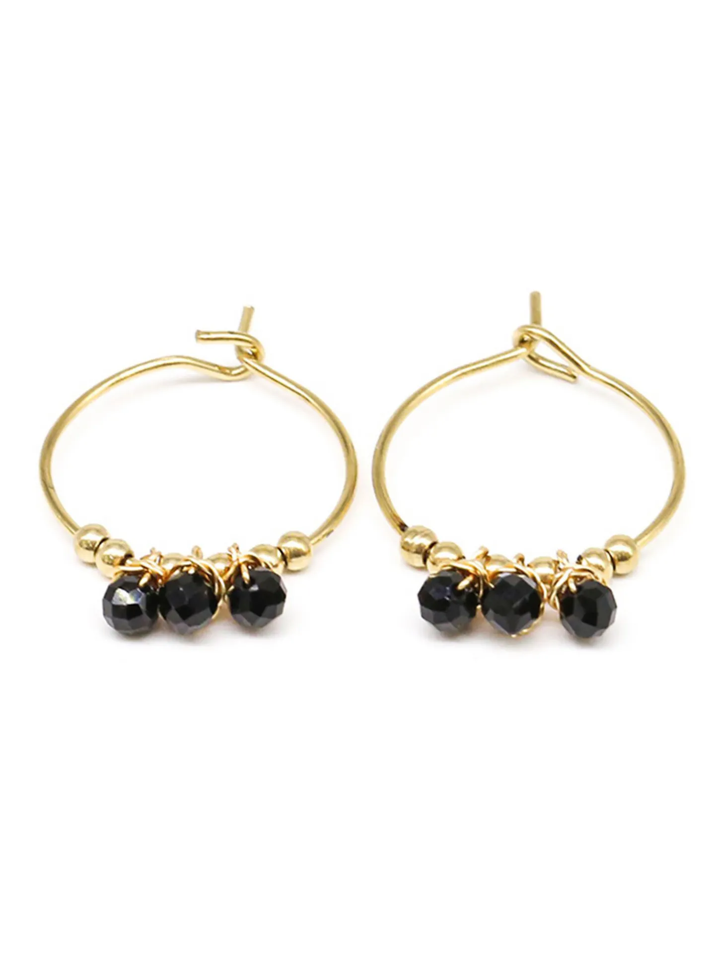 Boucles d'oreilles Zag Bijoux Fanny acier doré onyx