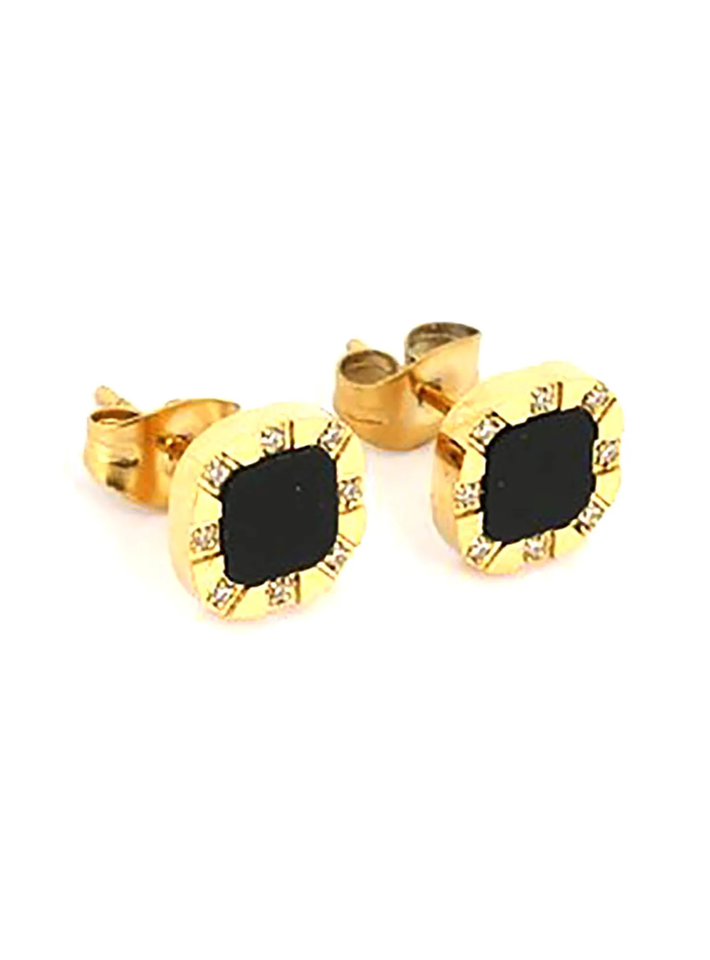 Boucles d'oreilles Zag Bijoux Fedele acier doré onyx_x005f_x000D_zirconium