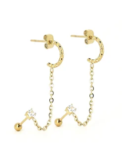 Boucles d'oreilles Zag Bijoux Chi acier doré oxydes_x005f_x000D_double piercing