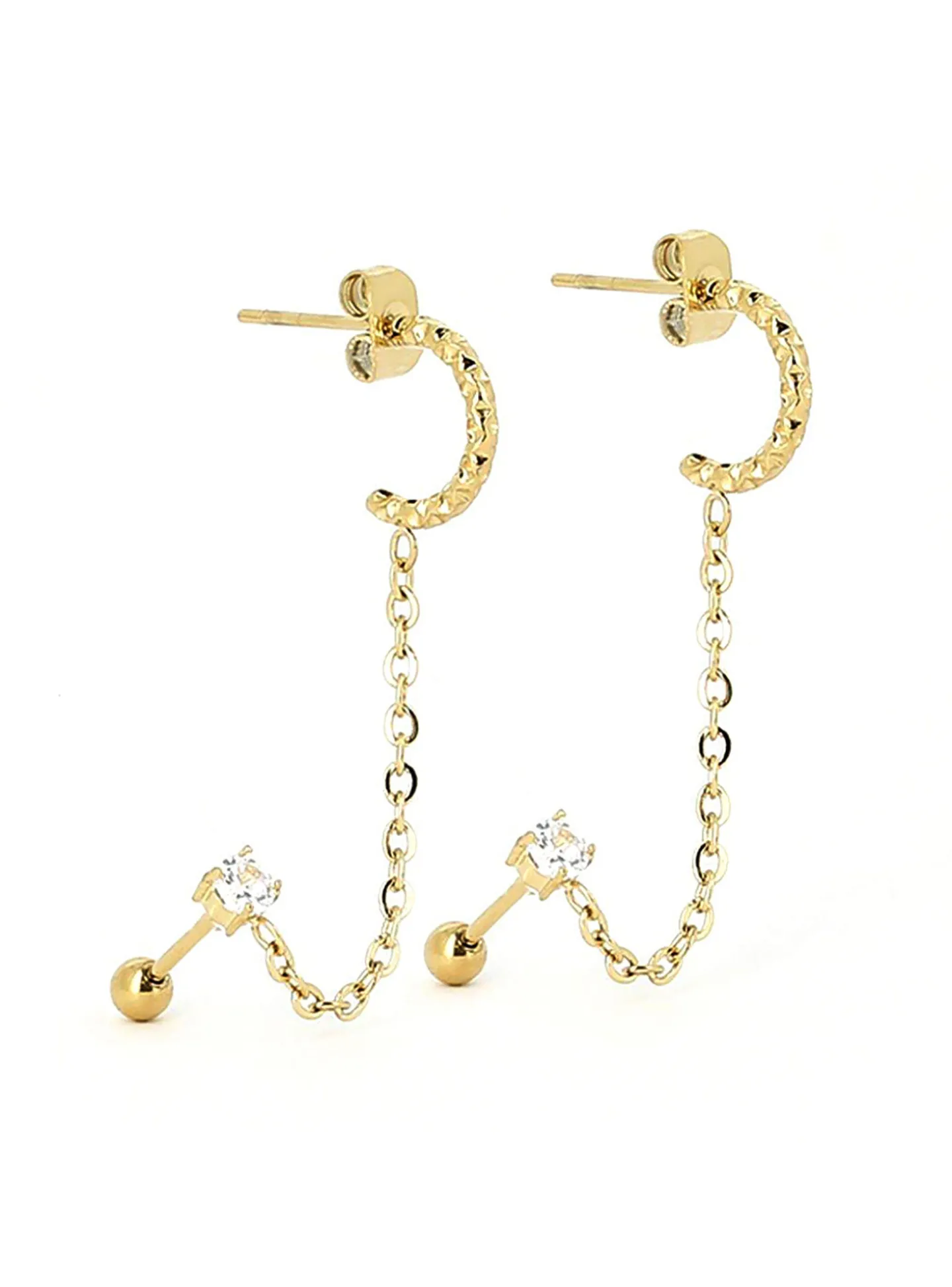 Boucles d'oreilles Zag Bijoux Chi acier doré oxydes_x005f_x000D_double piercing