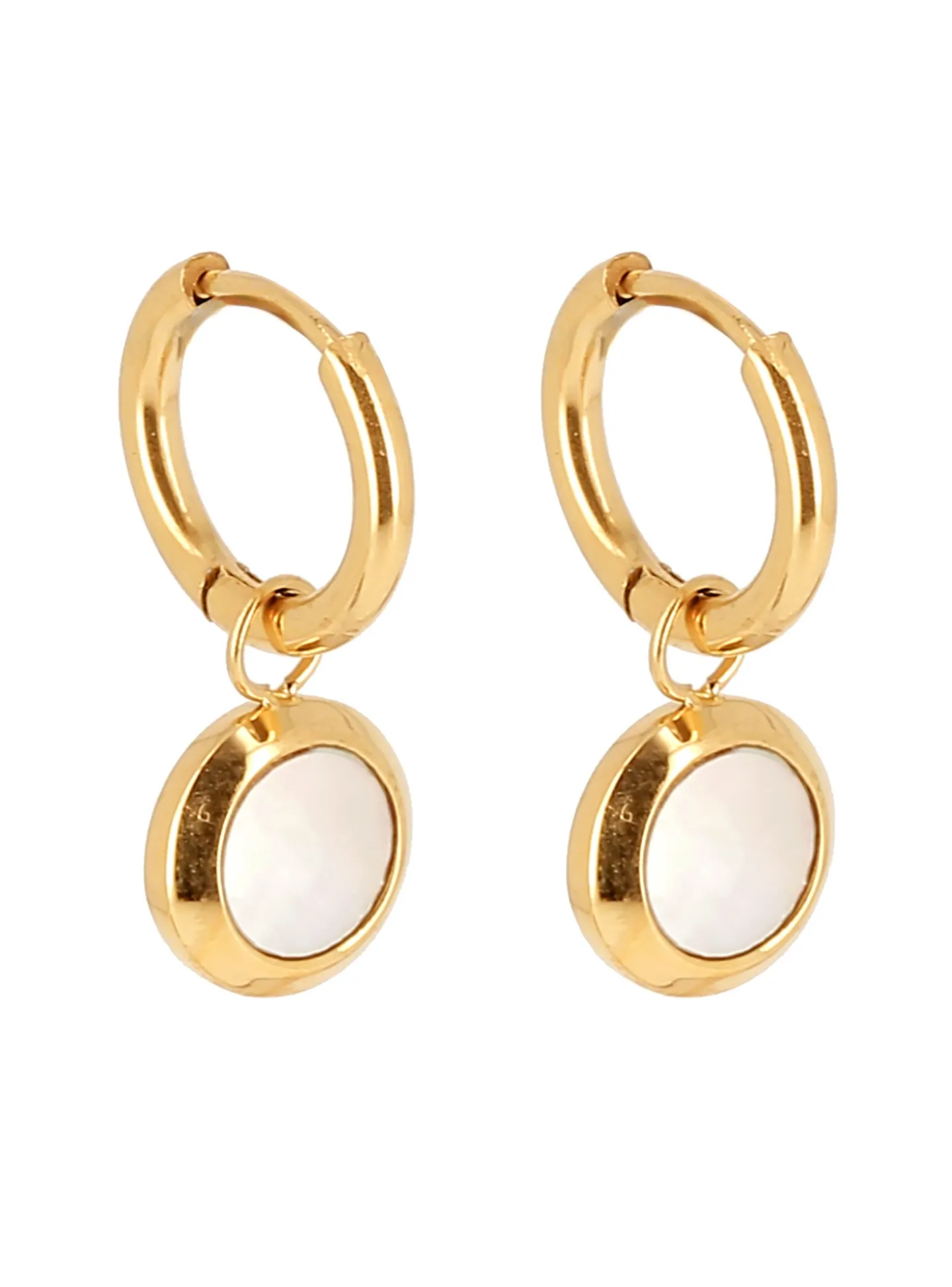 Boucles d'oreilles Zag Bijoux acier doré nacre